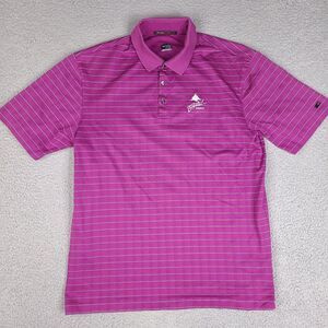 Nike Tiger Woods Collection Polo Golf Shirt Men's Large Purple Striped Fit‎ Dry